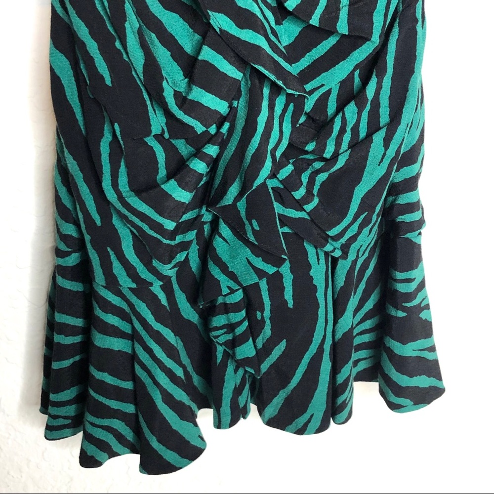 ZARA Mini Dress Ruffle Front Ruched Flare Zebra - Picture 7 of 10